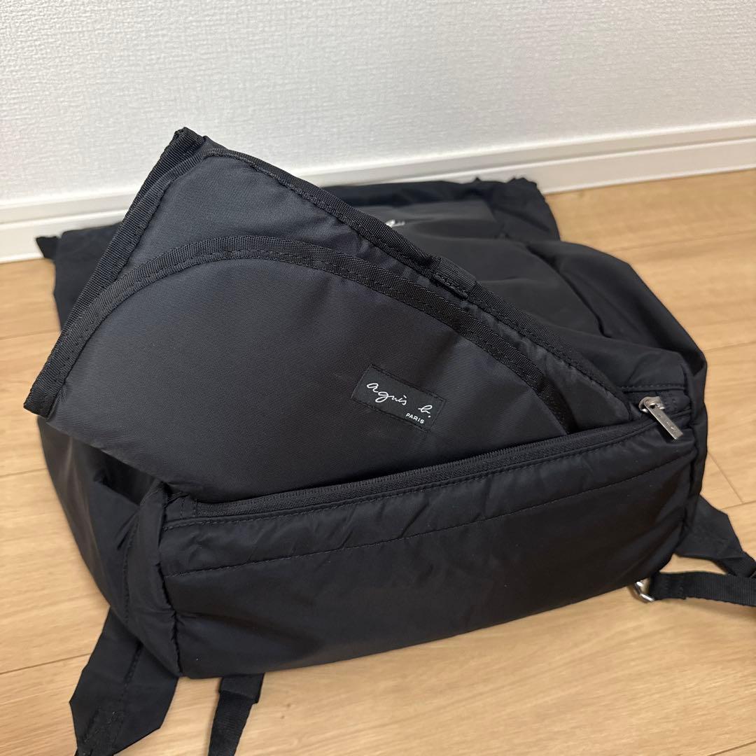 agnis b. ブラック マザーズバッグ　リュック
