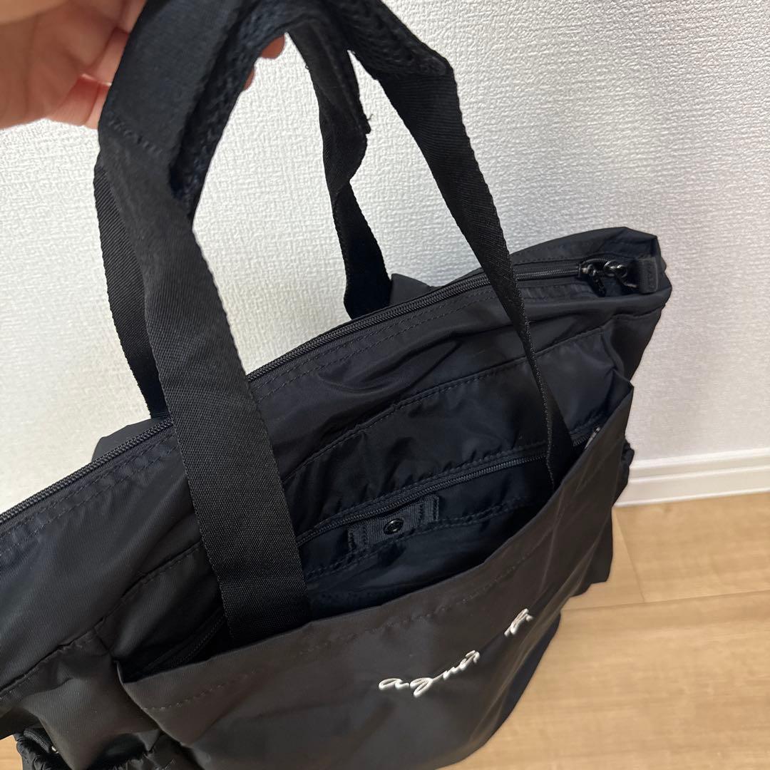 agnis b. ブラック マザーズバッグ　リュック