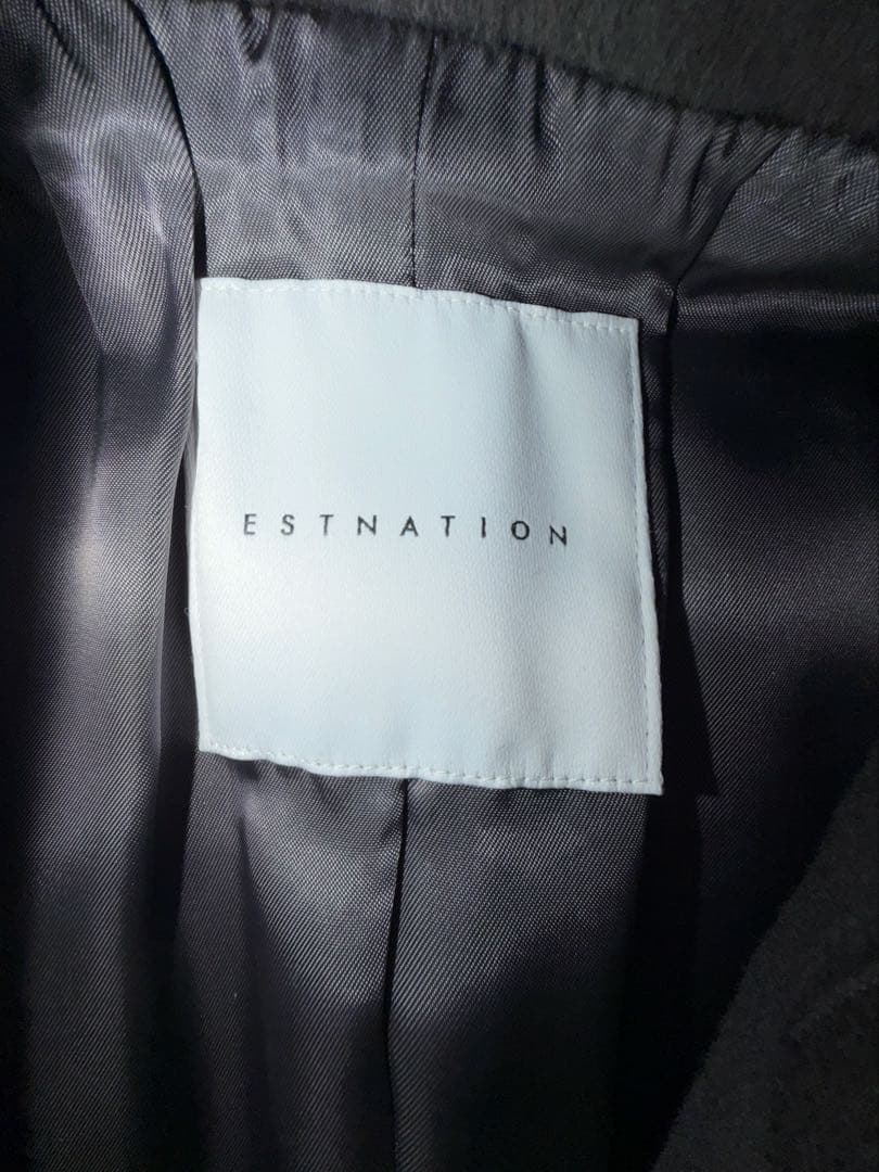 ESTNATION ベルテッドロングコート ベルト付き　チャコールグレー