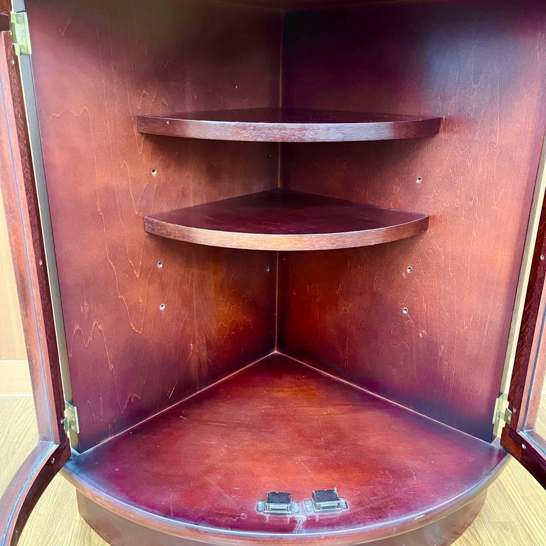 カリモク KARIMOKU コーナーキャビネット ガラス扉 木製 赤茶 オールド