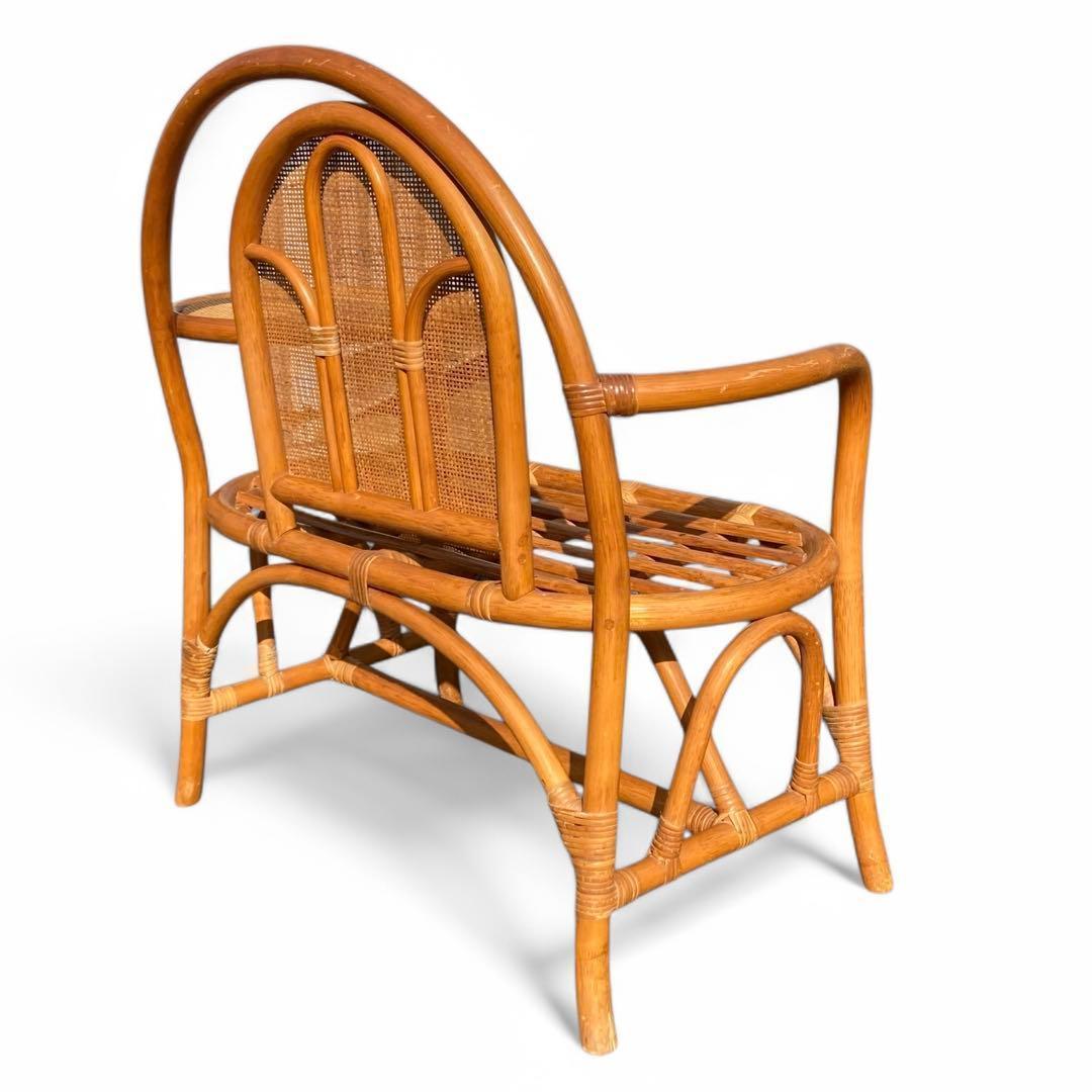 ラタン テレフォンべンチ 藤家具 椅子 テーブル付き 昭和レトロ ヴィンテージ