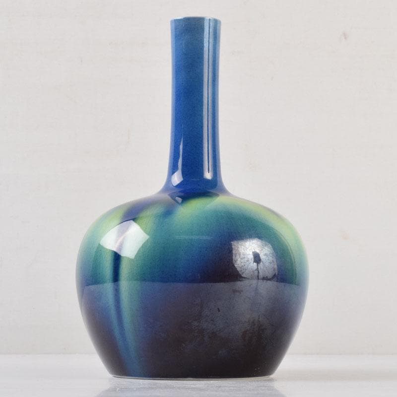 九谷焼　柳雨軒　三代八十吉　徳田正彦作　彩釉　花入　V　9198