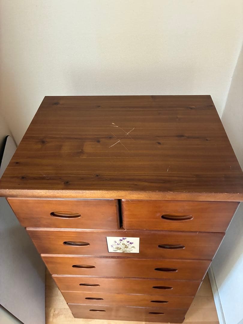 ブラウン木製チェスト 7引き出し