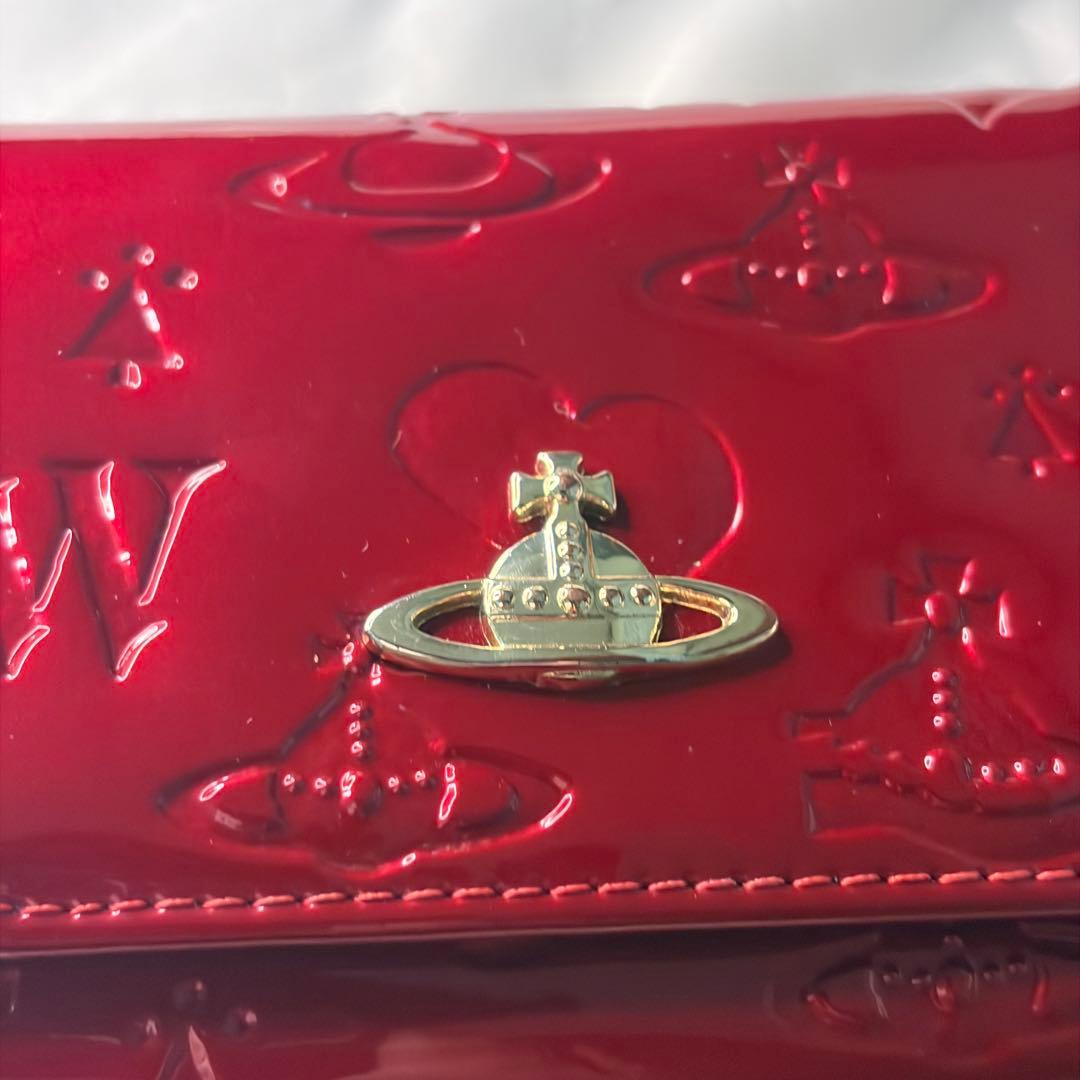 Vivienne Westwood 三つ折財布 エナメル レッド がま口 オーブ