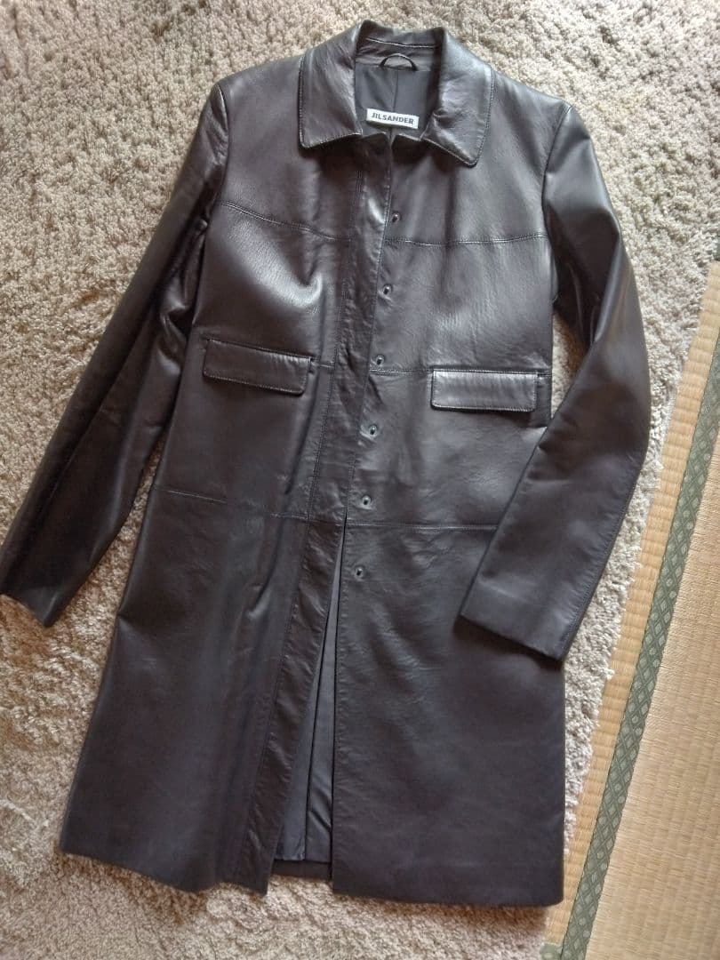JIL SANDER ブラック レザーコート 34