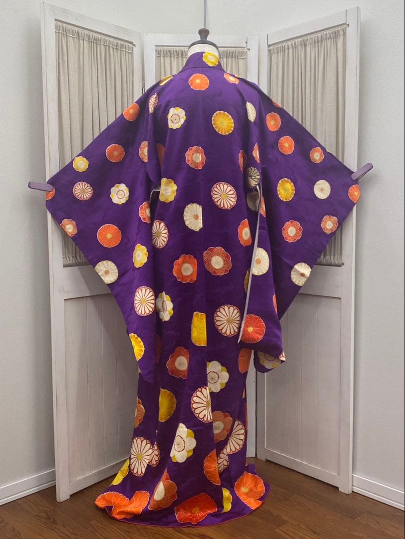 アンティーク着物　子ども　四つ身　レトロ　花丸文　七五三　13参り