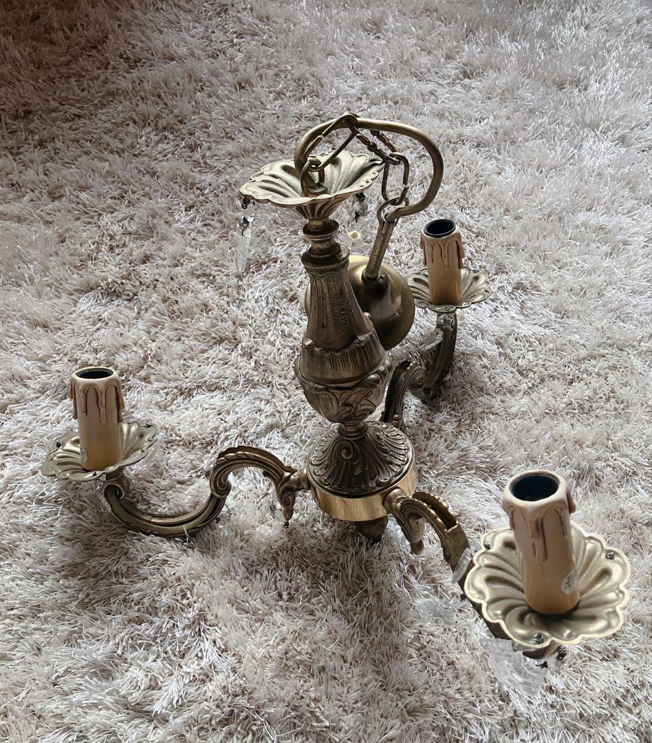 新品E14電球3個付き フランスアンティークガラス飾り付きシャンデリア