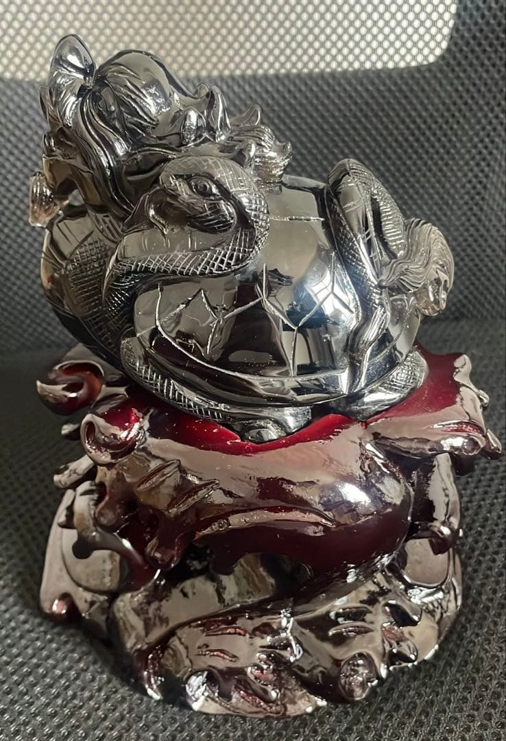 【コレクション】山東省産　モリオン龍亀　黒水晶