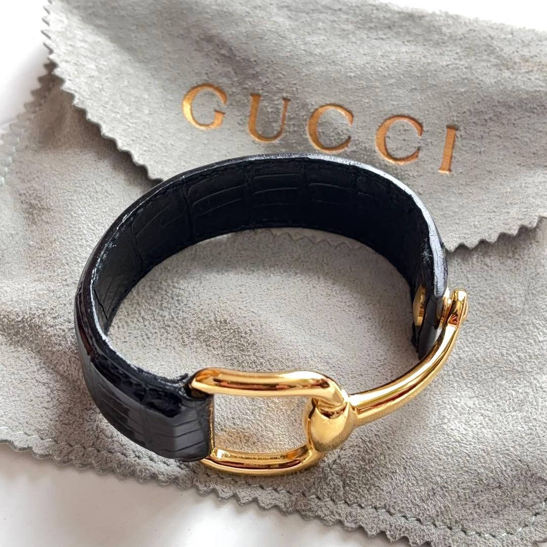 【レア美品ヴィンテージ】GUCCI ホースビット ブレスレット バングル レザー