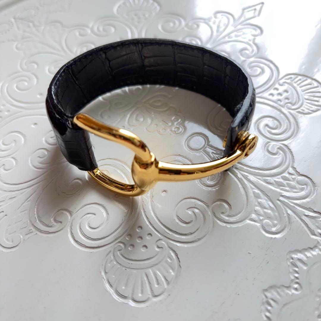 【レア美品ヴィンテージ】GUCCI ホースビット ブレスレット バングル レザー