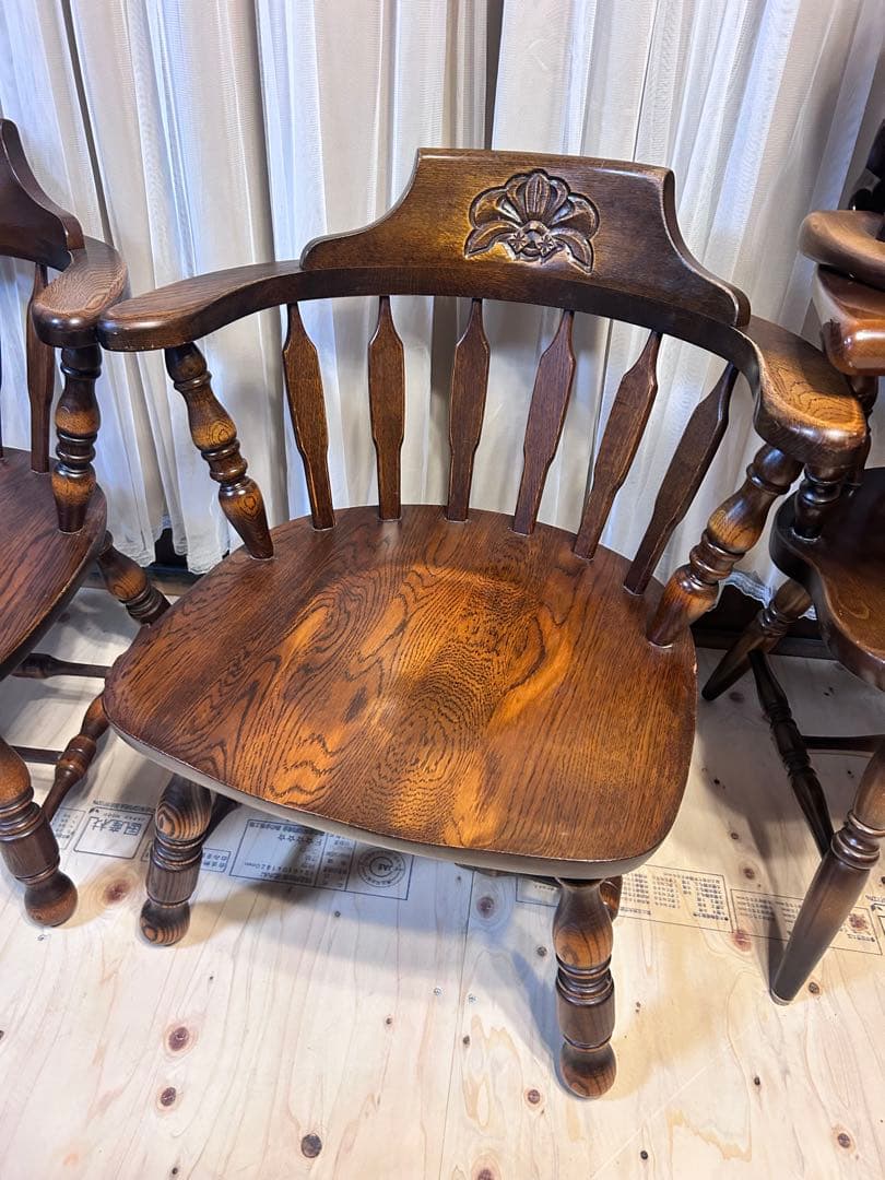 Winds 太平 ウィンザーチェア 肘付き 椅子 木製 　4脚