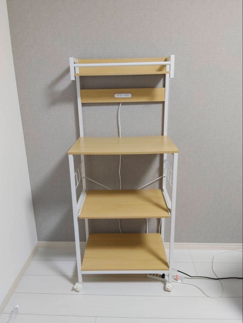 ナチュラル4段レンジ台 キャスター付き(説明欄をよくお読みください。)