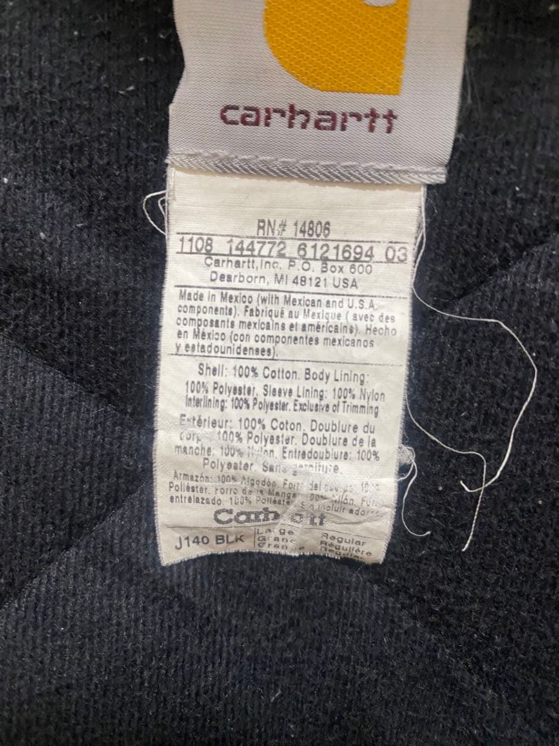 く*ま様 カーハート アクティブジャケット J140 ブラック メキシコ製