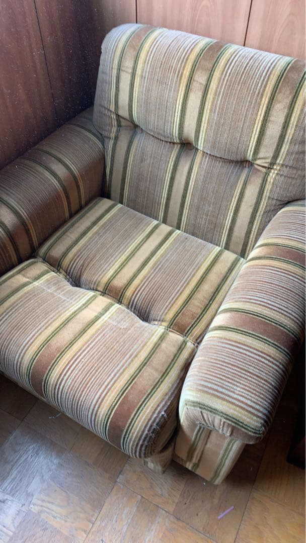 ストライプデザイン リクライニングチェア 2人掛け用