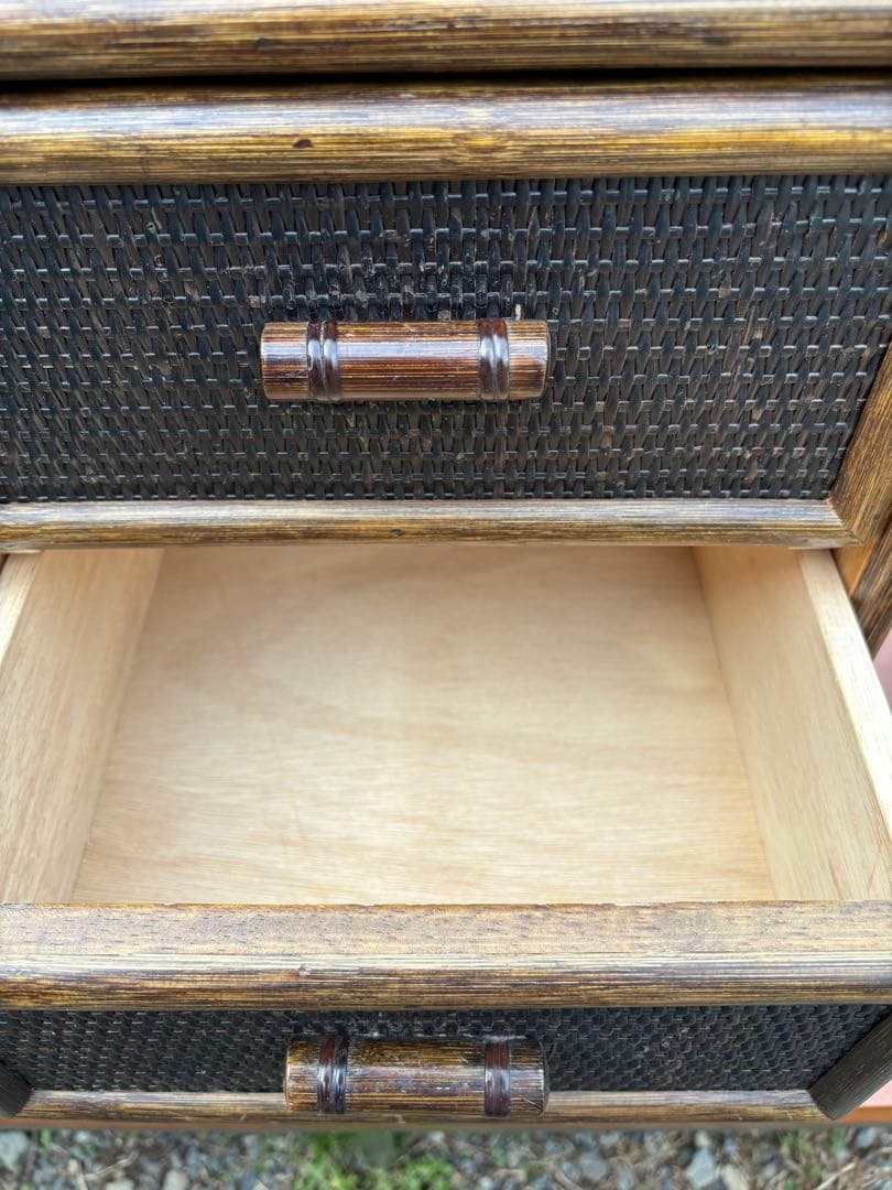 kazama カザマ　籐製　ラタンチェスト4段　チェスト　ビンテージ　昭和レトロ