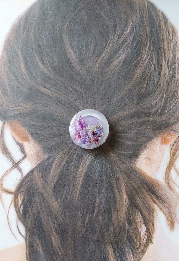 【1612】レジン　ヘアゴム　ポニーフック　ブロ―チ　ハンドメイド
