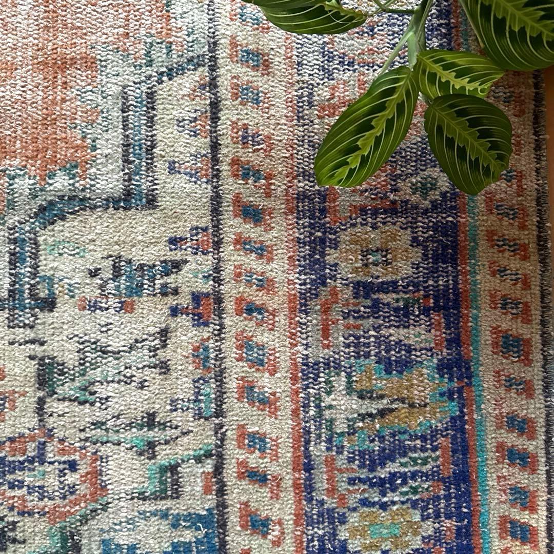 大判162×227 夕焼けオレンジ　貴重　メダリオン　トルコヴィンテージラグ