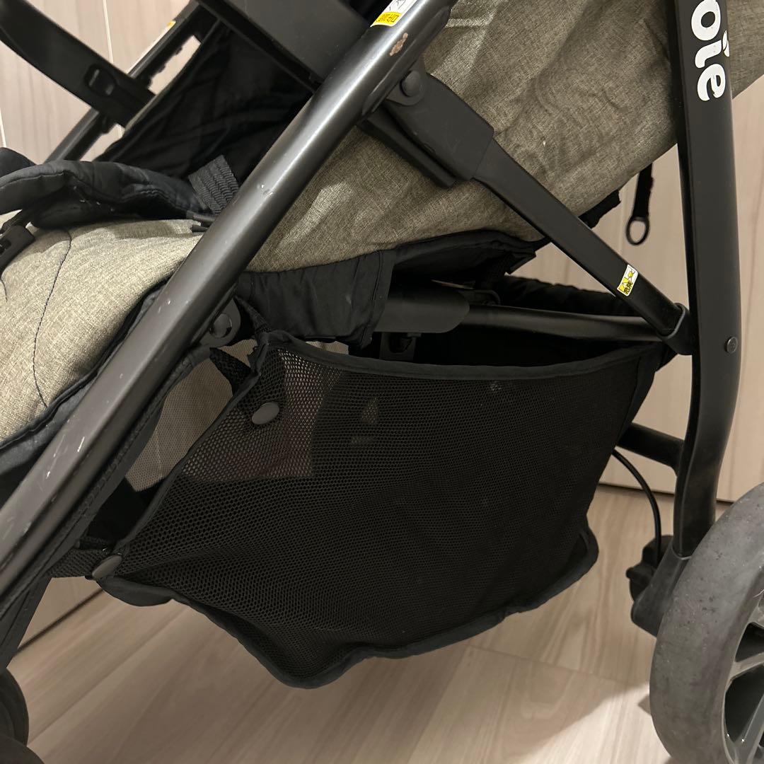 引き取り歓迎！レインカバーとうまけつき。Joie ベビーカー グリーン タイヤ大