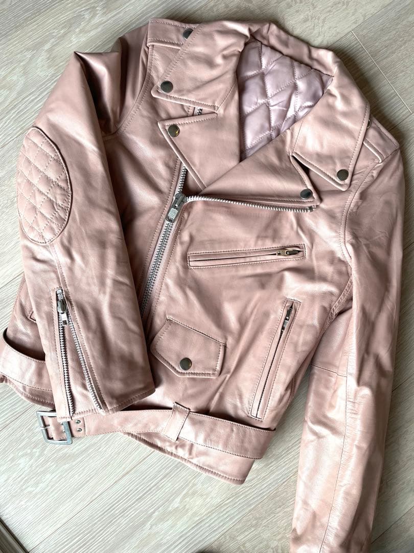 ライダースジャケット くすみピンク サイズ