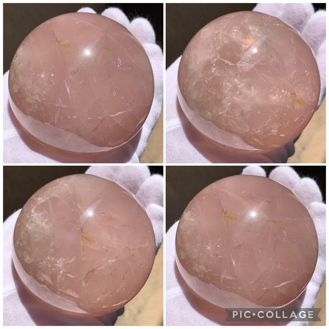 パープルローズクォーツ　スター＆虹入り　スフィア　ブラジル産　天然石