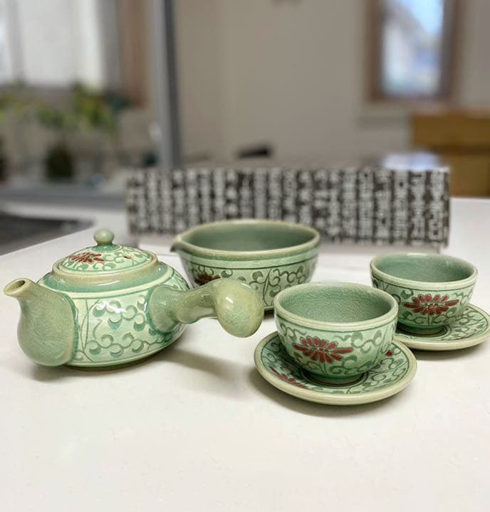 新品未使用　韓国陶器　茶器セット　6客