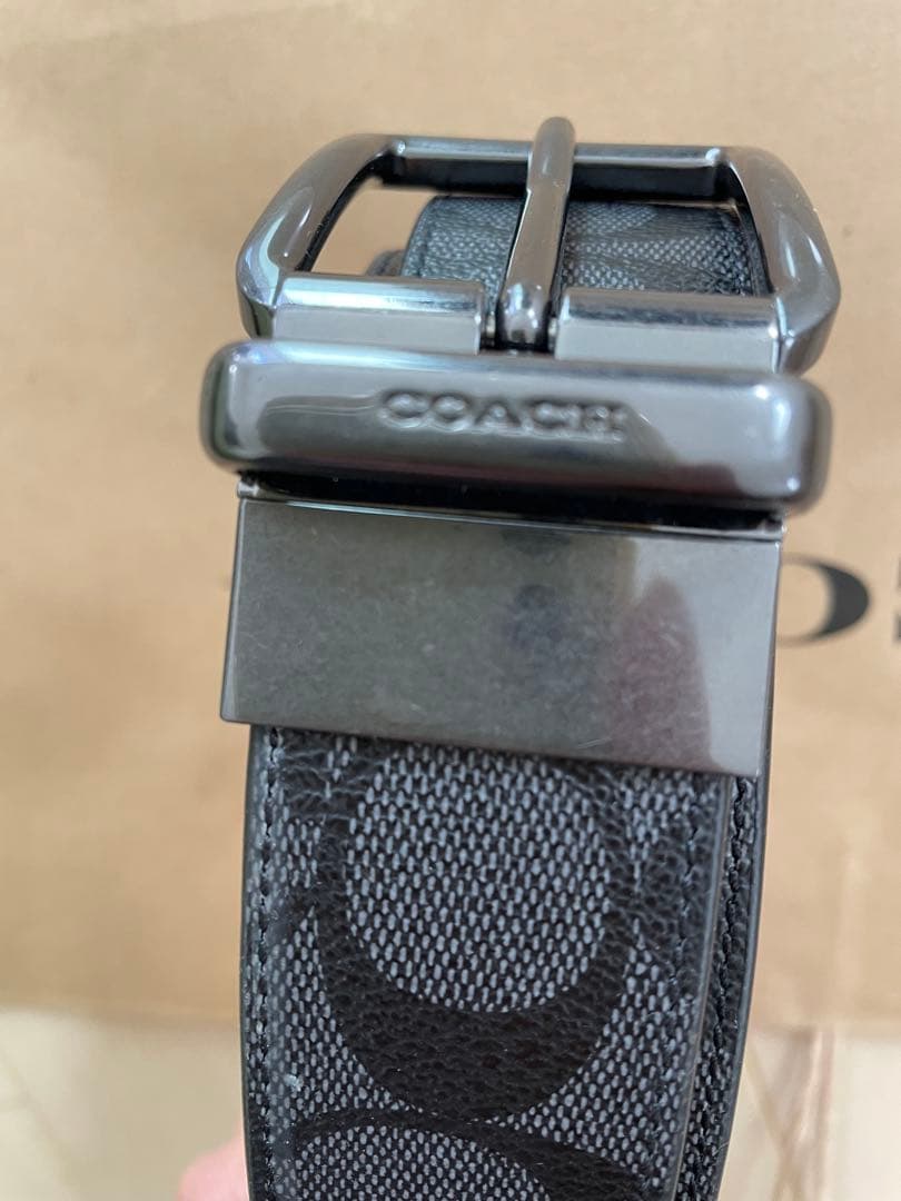 COACH 新品コーチハーネス カット可能 リバーシブル シグネチャー ベルト