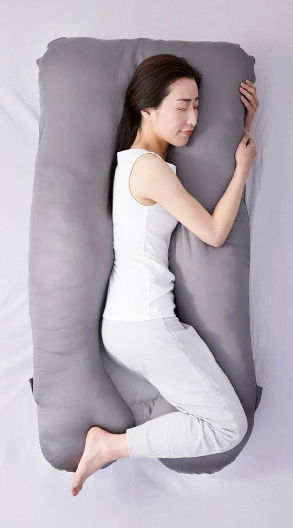 【ほぼ未使用】ハグモッチプレミアム　快眠　枕　抱き枕（グレー） 補充綿付　授乳枕