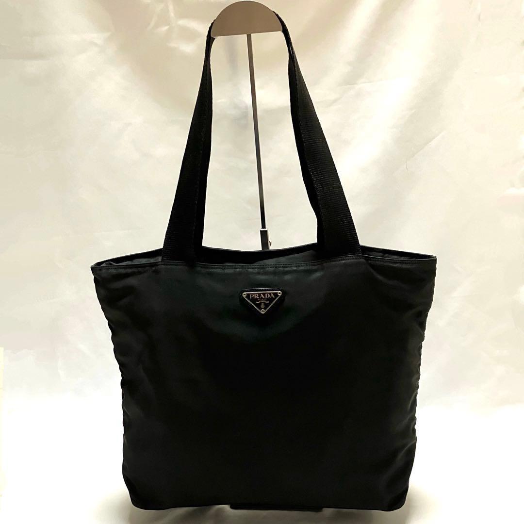 Grin プラダ トートバッグ 大容量 テスートナイロン 三角ロゴ 黒