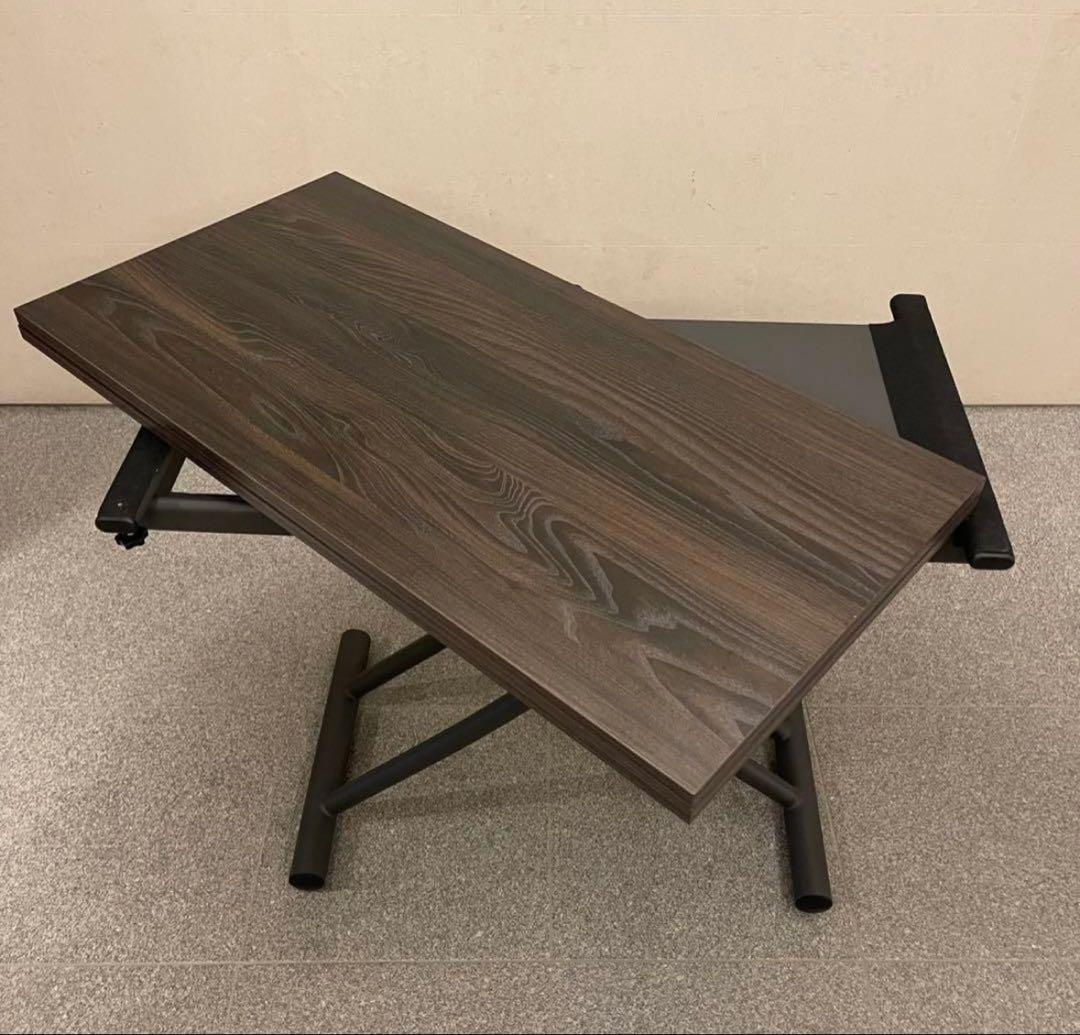 【美品】ヤマソロ 昇降テーブル グロリアス 82-645（ブラウン/ブラック）