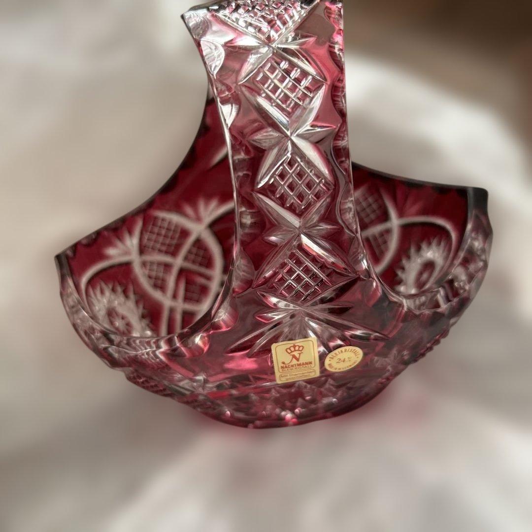 新品未使用　【NACHTMANN】ガラス製 バスケット 赤 ナハトマン