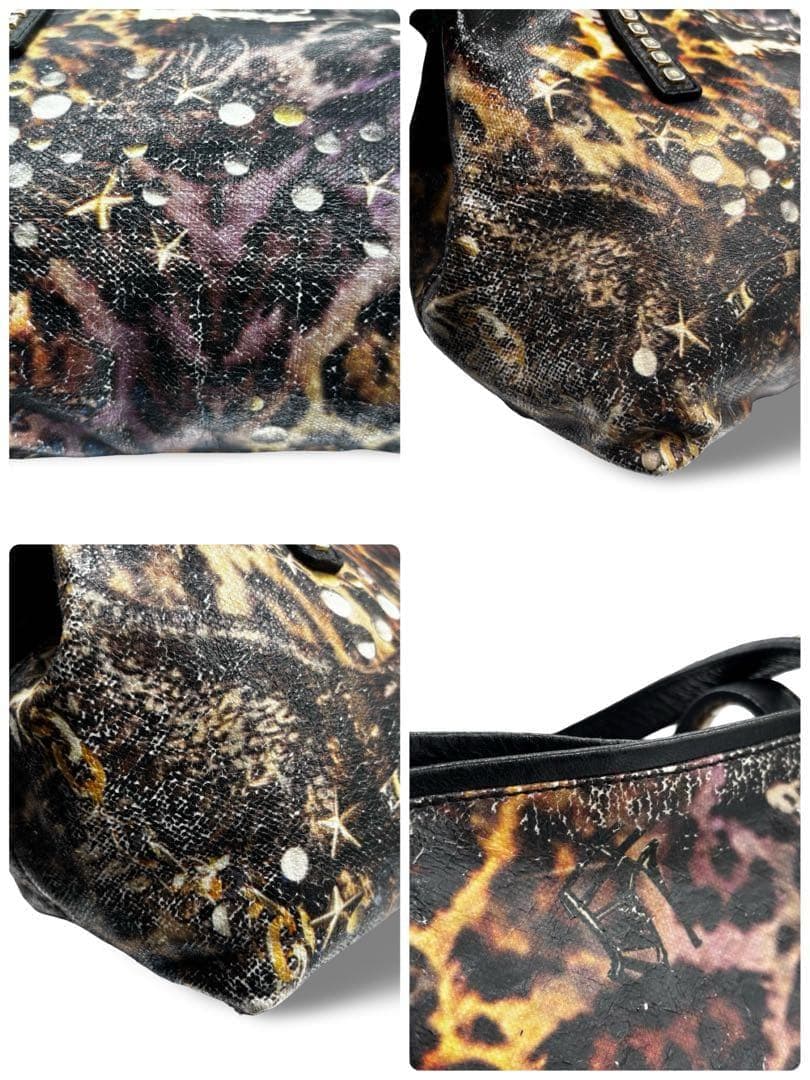 【良品】ジミーチュウ アニマル柄 トートバッグ スタッズ PVCレザー　チャーム