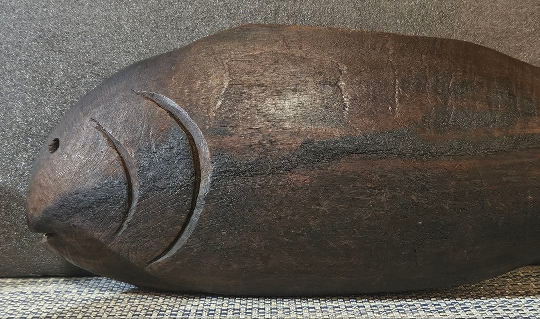 古民具　古道具　自在鉤　鯛 鯉横木　木彫 彫刻　オブジェ　インテリア　レトロ