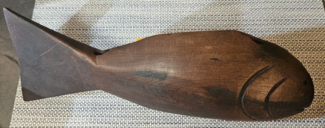 古民具　古道具　自在鉤　鯛 鯉横木　木彫 彫刻　オブジェ　インテリア　レトロ