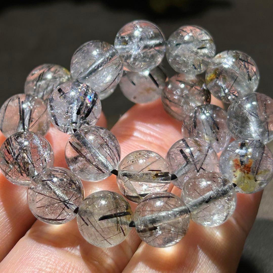 ☆別格高級品質！福運招財宝珠⑨！漆黒美！ブラック ルチル ブレス