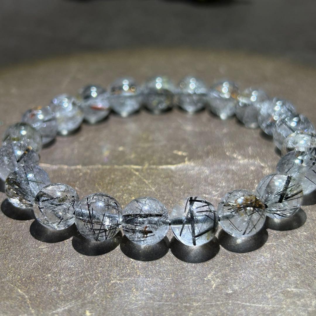 ☆別格高級品質！福運招財宝珠⑨！漆黒美！ブラック ルチル ブレス