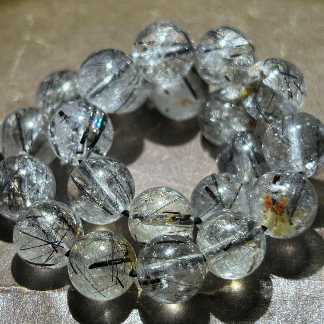 ☆別格高級品質！福運招財宝珠⑨！漆黒美！ブラック ルチル ブレス