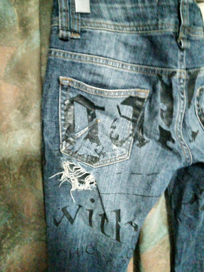 ジョンガリアーノJohn Galliano ハードクラッシュデニム細身