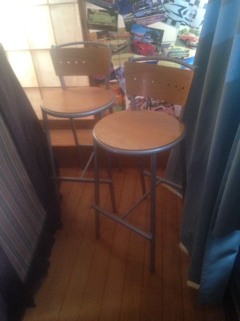 2脚カウンターチェア高い椅子イスいす木目調二脚