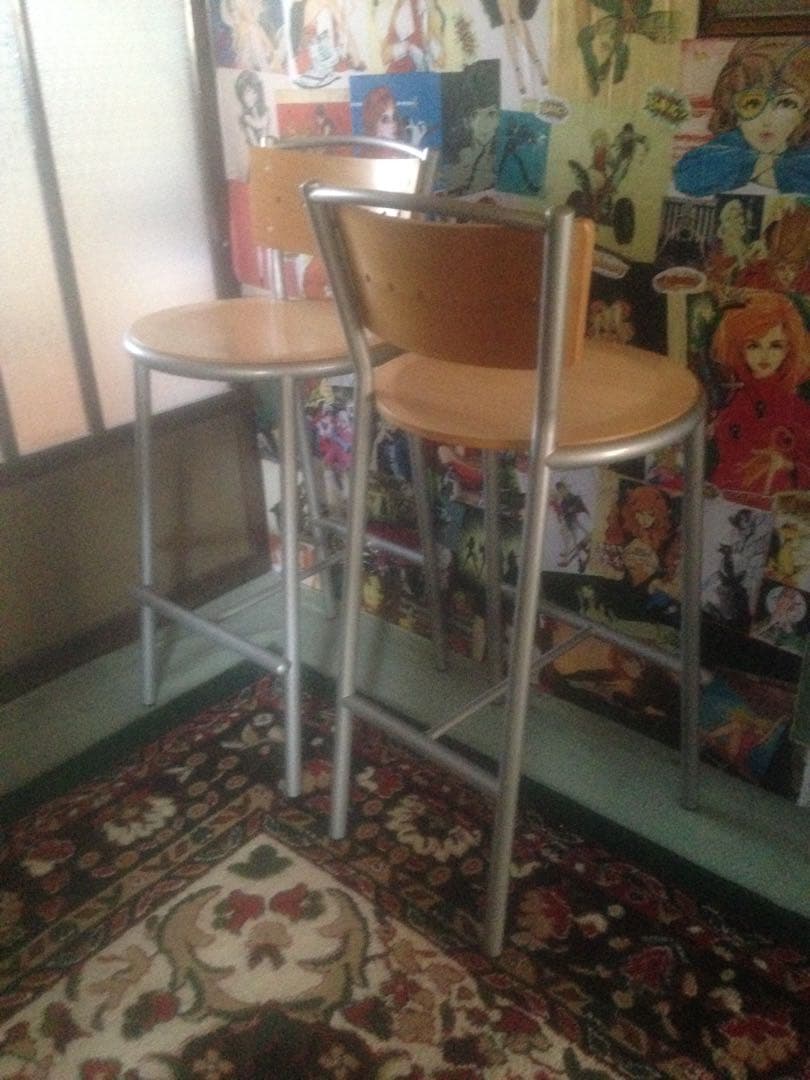 2脚カウンターチェア高い椅子イスいす木目調二脚