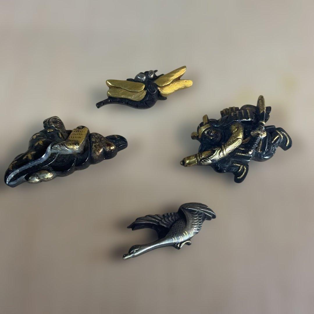 武具　　刀装具　目貫　江戸時代　骨董　4種4個