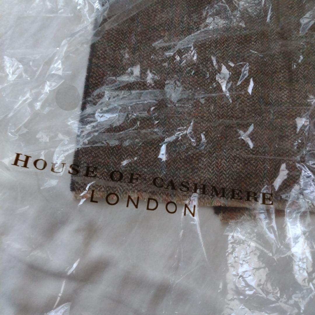 未使用 ジョンストンズ オブ エルガンショートマフラー ミックスブラウン