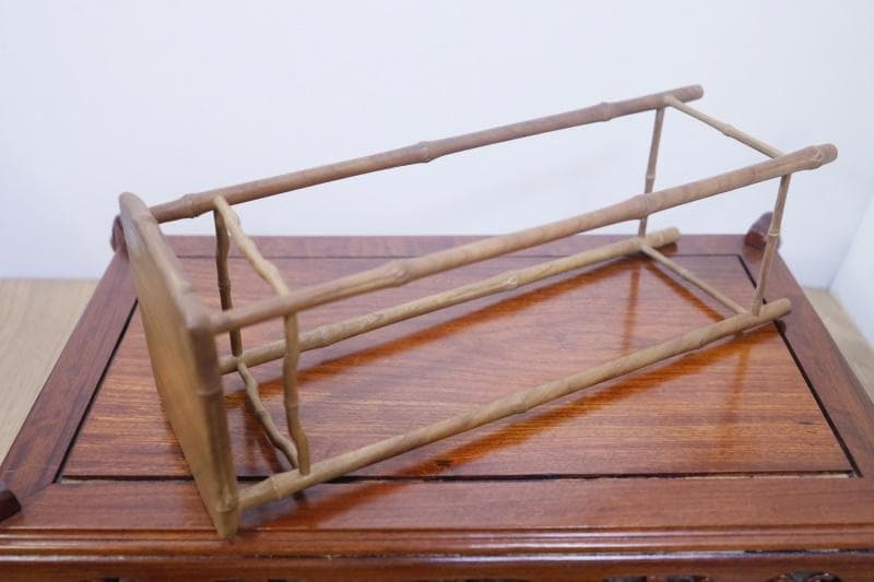 ◆文竹　欅　高台　飾り台　竹細工　盆栽台　古美術