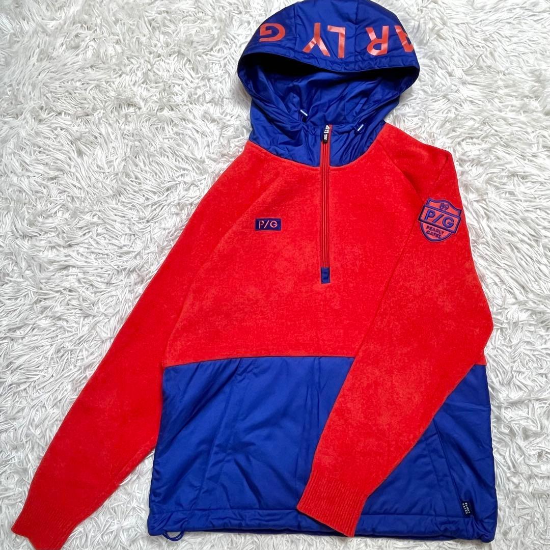 美品✨パーリーゲイツ フリース ナイロンパーカー M ハーフジップ バイカラー