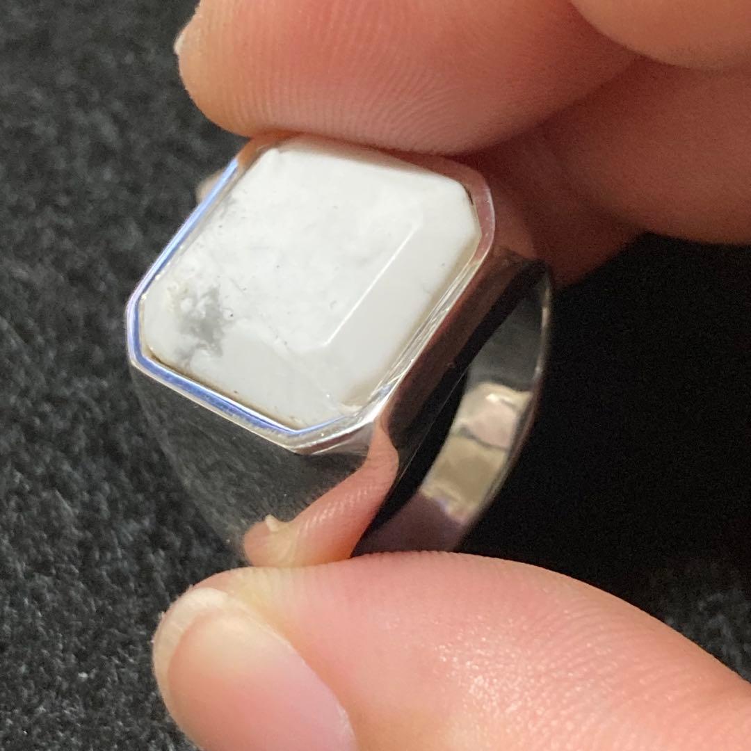 石に訳あり、新品 パワーストーン 指輪 19号 ハウライト シルバー925