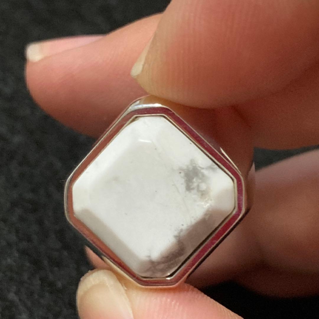 石に訳あり、新品 パワーストーン 指輪 19号 ハウライト シルバー925