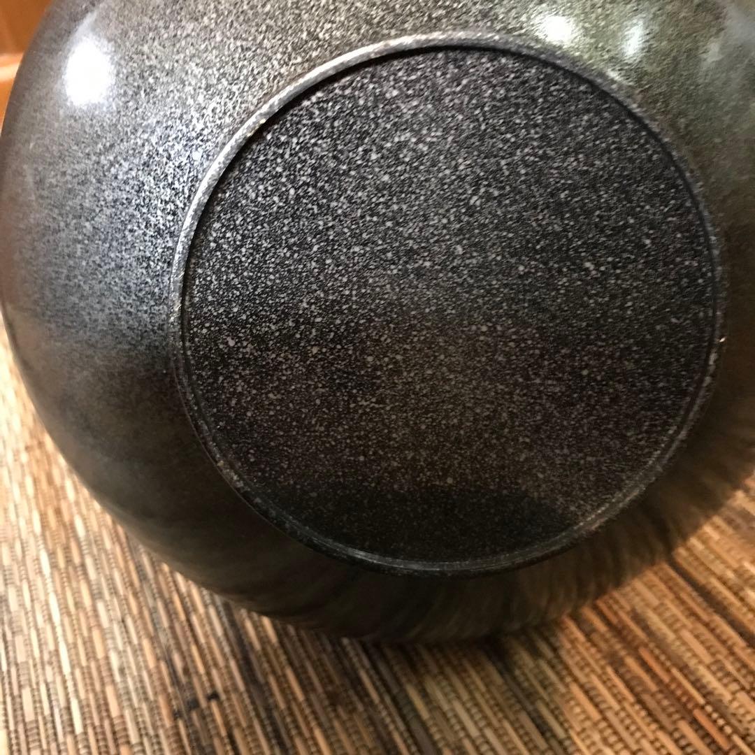 ★ 鶴の彫刻壺　花器　骨董　銅製壺　アンティーク　銅器壺