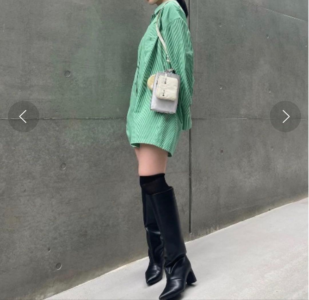 Ameri STRIPE SHIRT ROMPERS グリーン　M