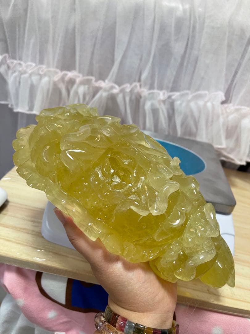 綺麗　天然石　高品質　水晶　手彫り　シトリン　白菜の形に彫刻した物　百財