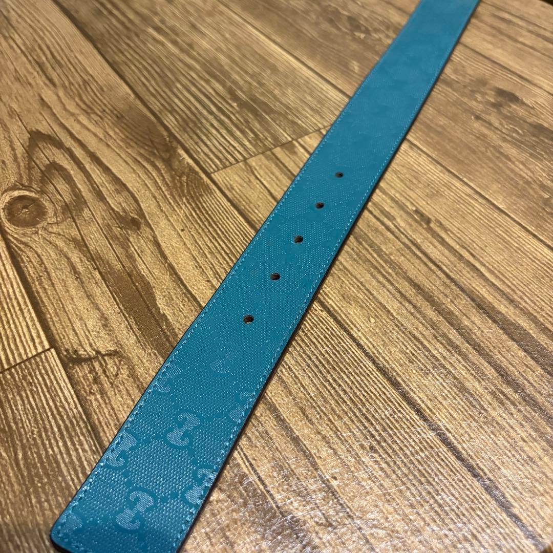 GUCCI ターコイズ レザー ベルト GGロゴ