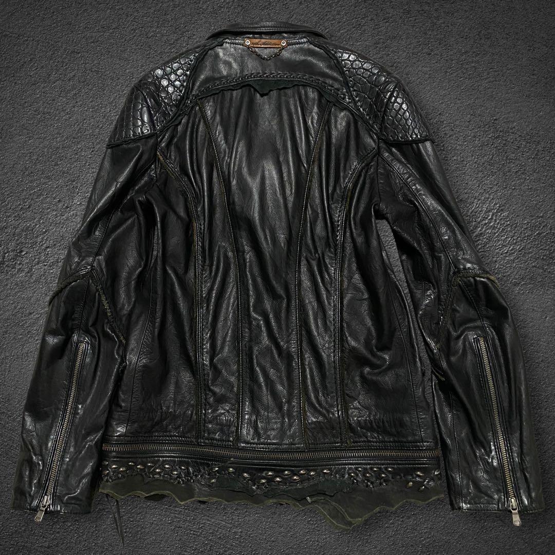 ジャケット・アウター 14th addiction crocodile leather jacket
